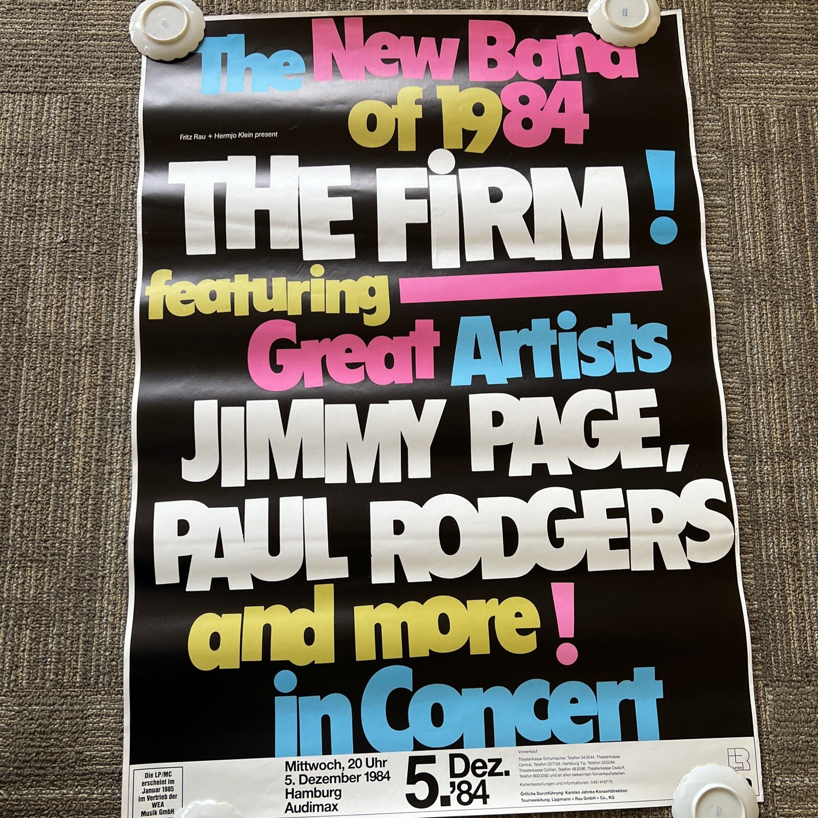 Vintage “The New Band of 1984 The Firm!” Ft Great Artists Promo Poster Germany231