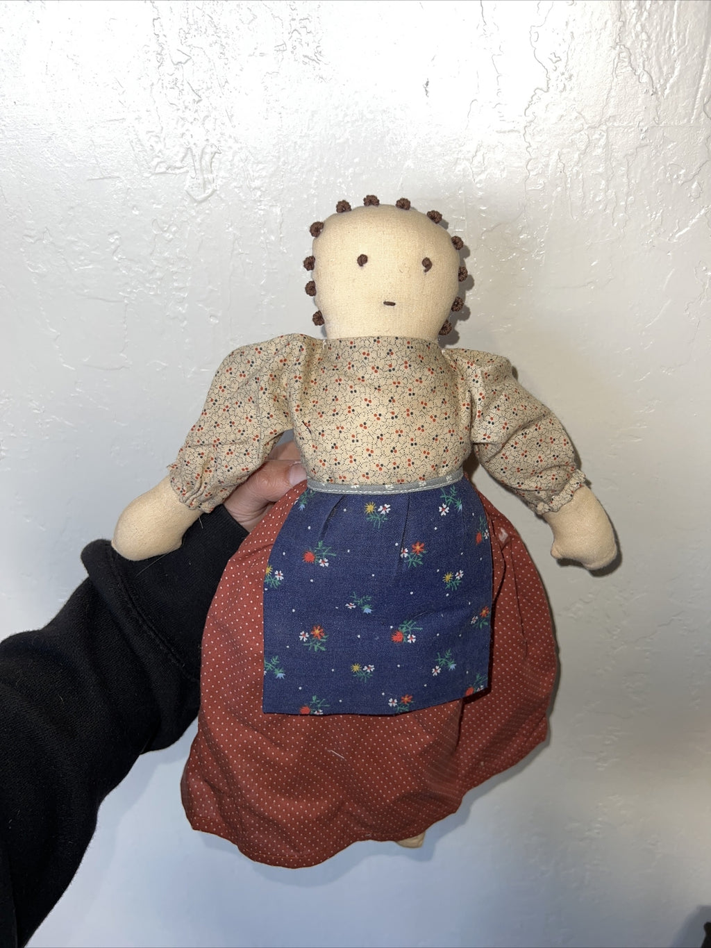 13” Vintage Handmade Folk Art Cloth Doll 0