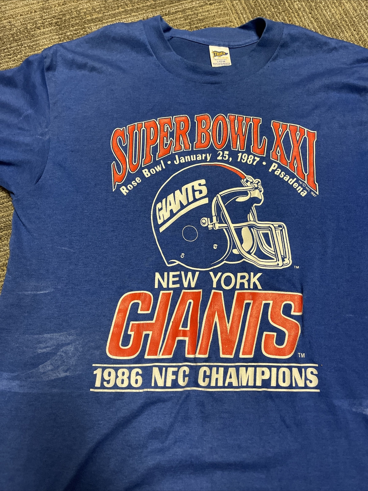 Vintage New York Giants 1986 NFC Champs Super Bowl XXI Single Stitch Shirt Large1