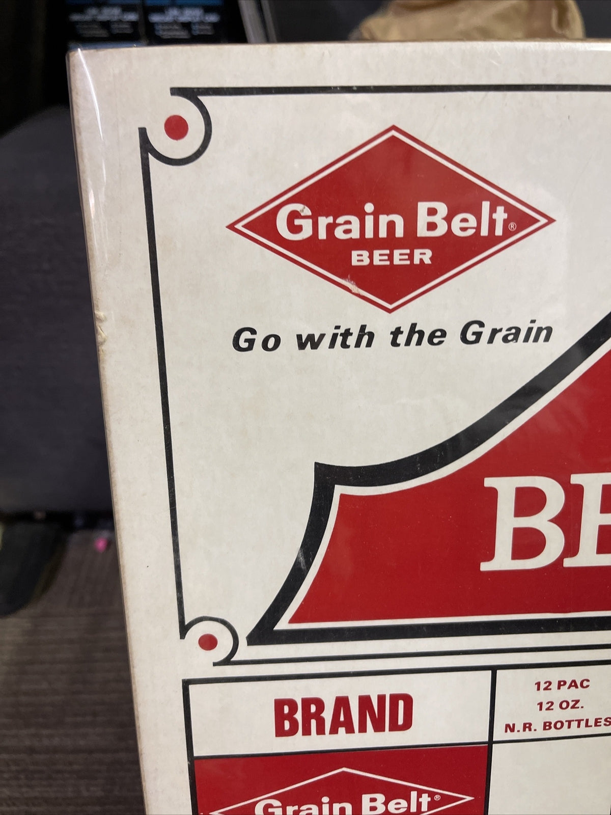 Vintage 1978 General Store Cardboard Display Sign Grain Belt Beer Priced 27”x21”3