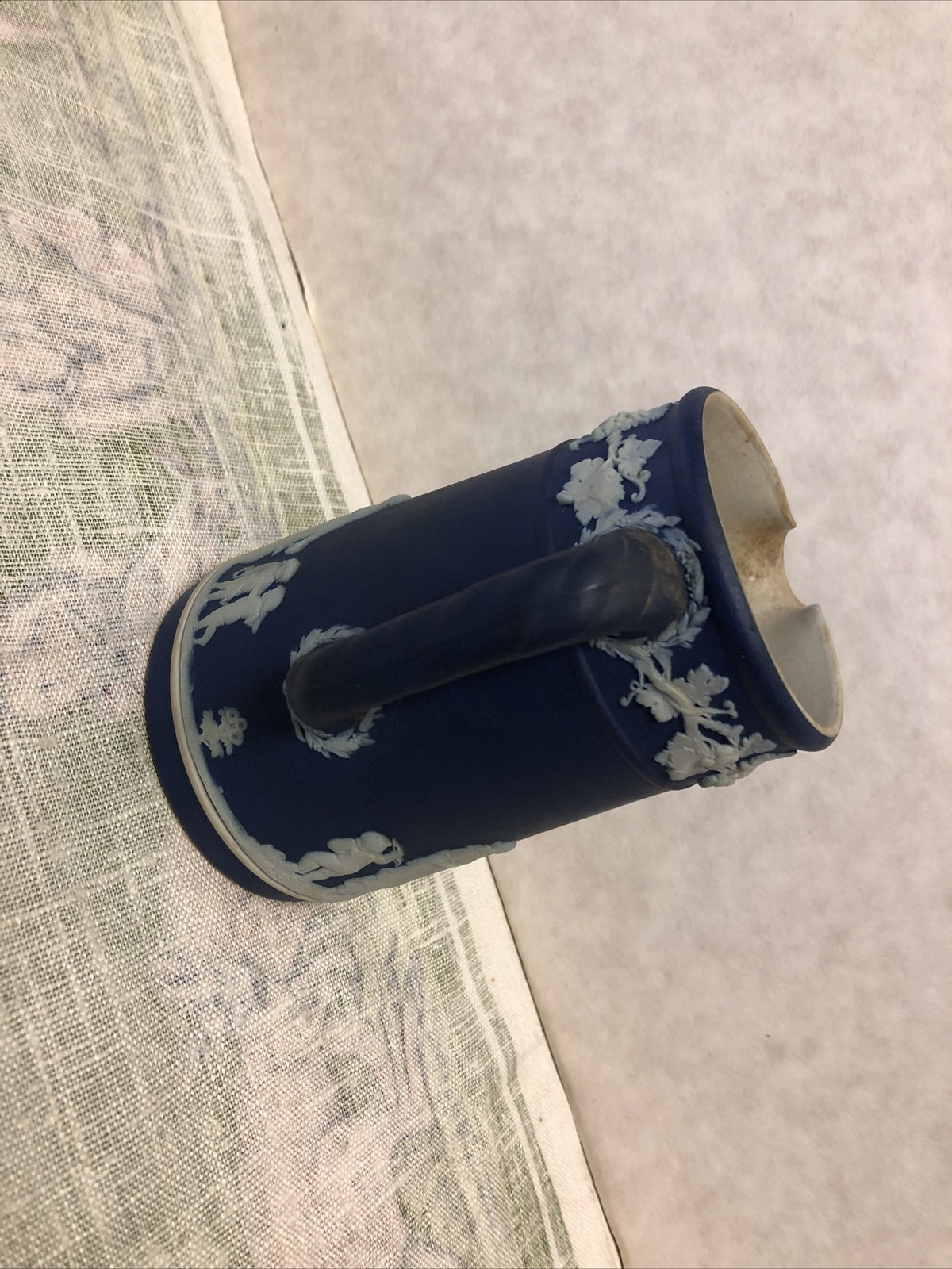 Vintage Wedgwood Jasperware Dark Blue Creamer Pitcher 4.5”x3”1