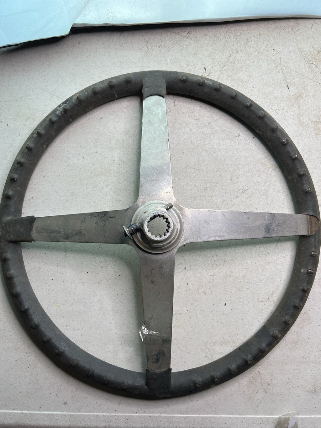 Vintage Large 17” soft grip Hotrod classic truck steering wheel1