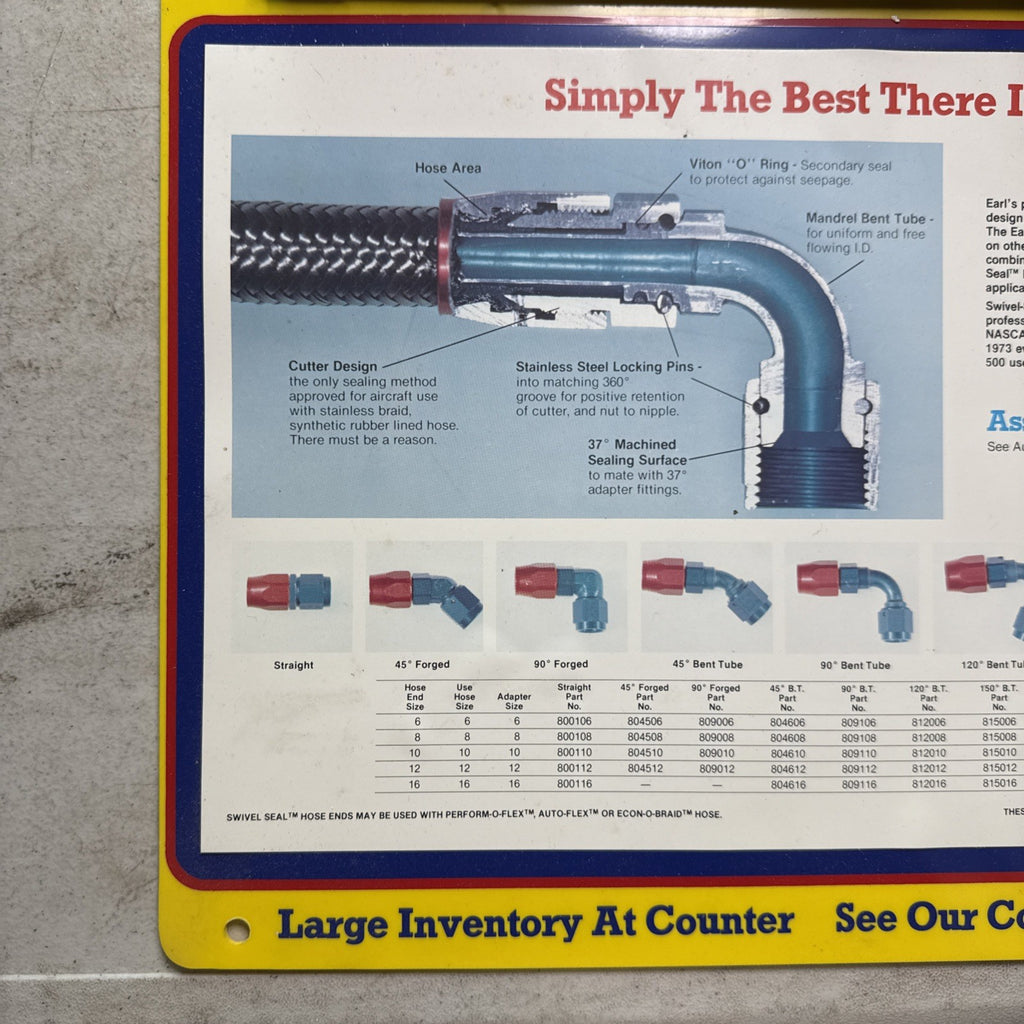 Vintage Earl’s Racing Display 15x15 – 1980s Swivel-Seal Hose Promo Sign4