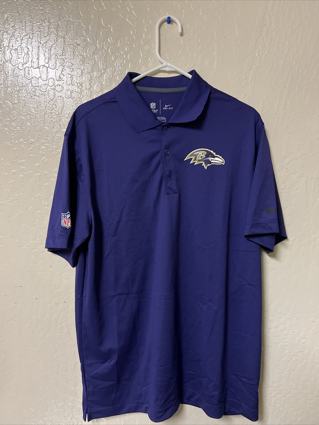 NFL Baltimore Ravens NIKE Dri Fit Elite Coaches Blade Polo Golf Shirt Mens Large0