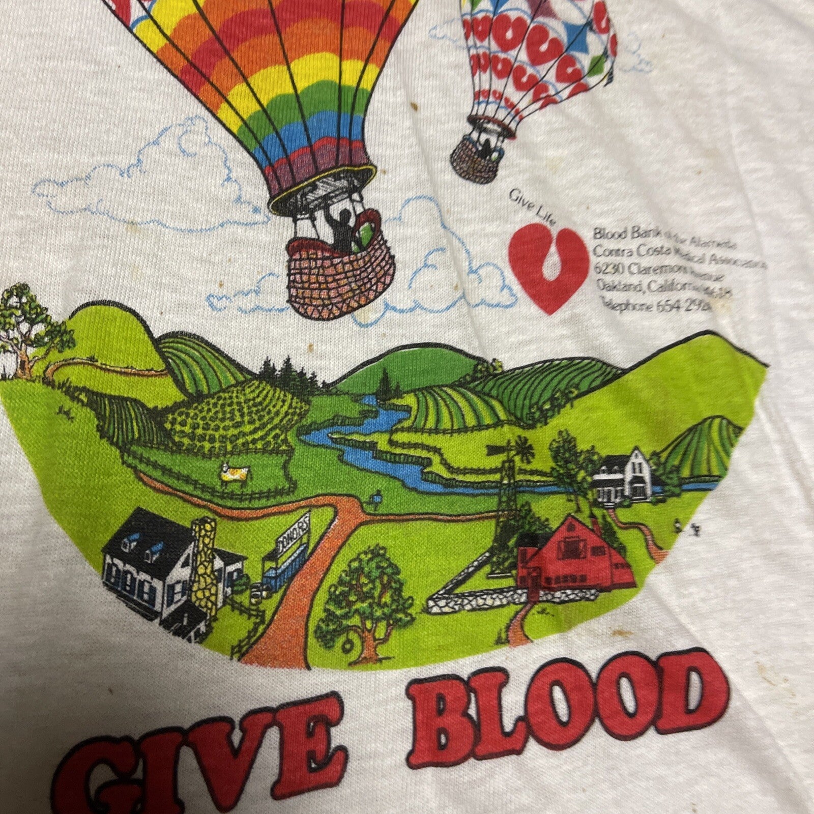 VTG 80s Oakland CA Celebrate Life T Shirt SZ L  Give Blood Single Stitch6