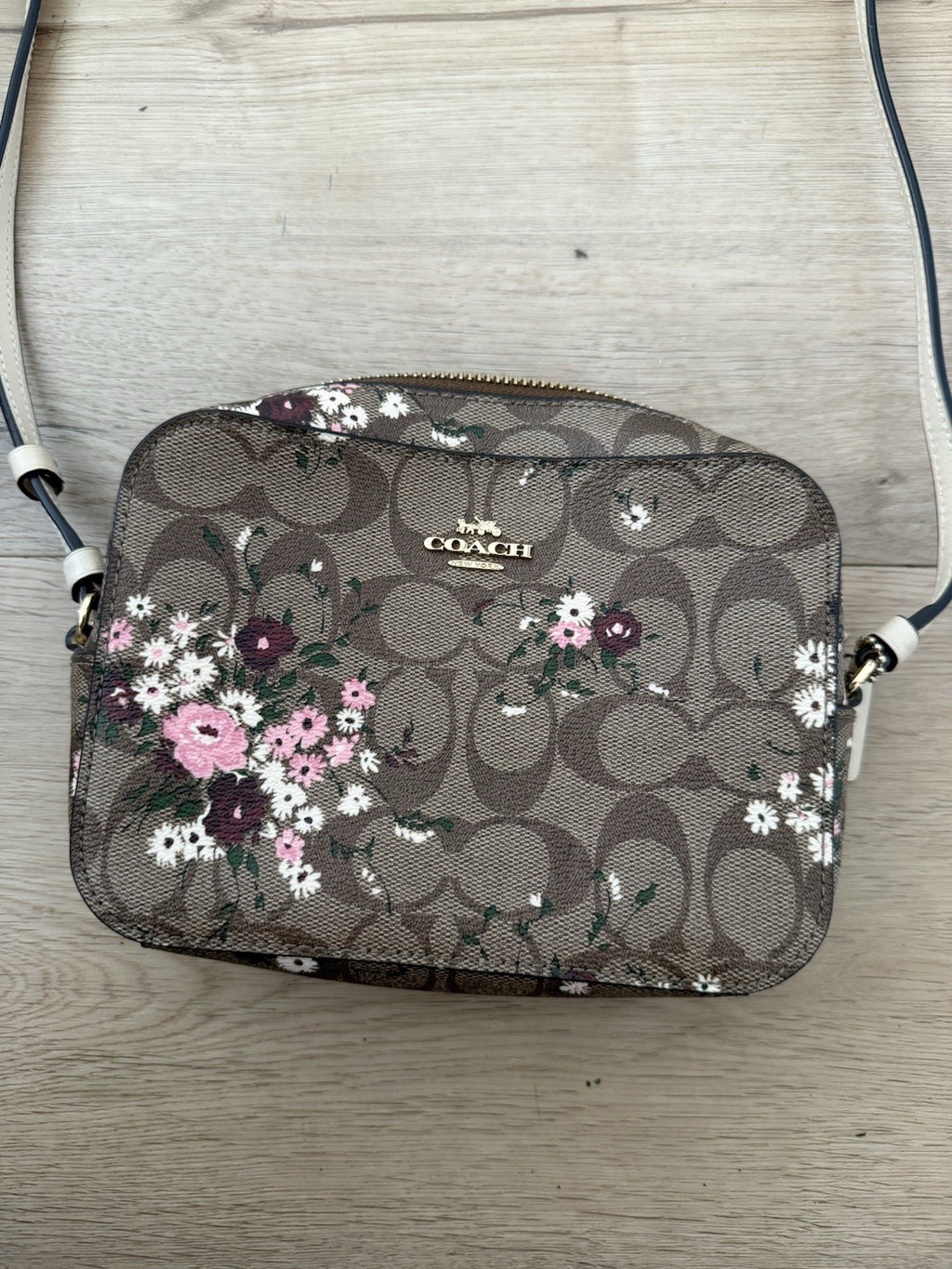 Coach Mini Signature Evergreen Flower Camera Bag IM/Khaki Multi0