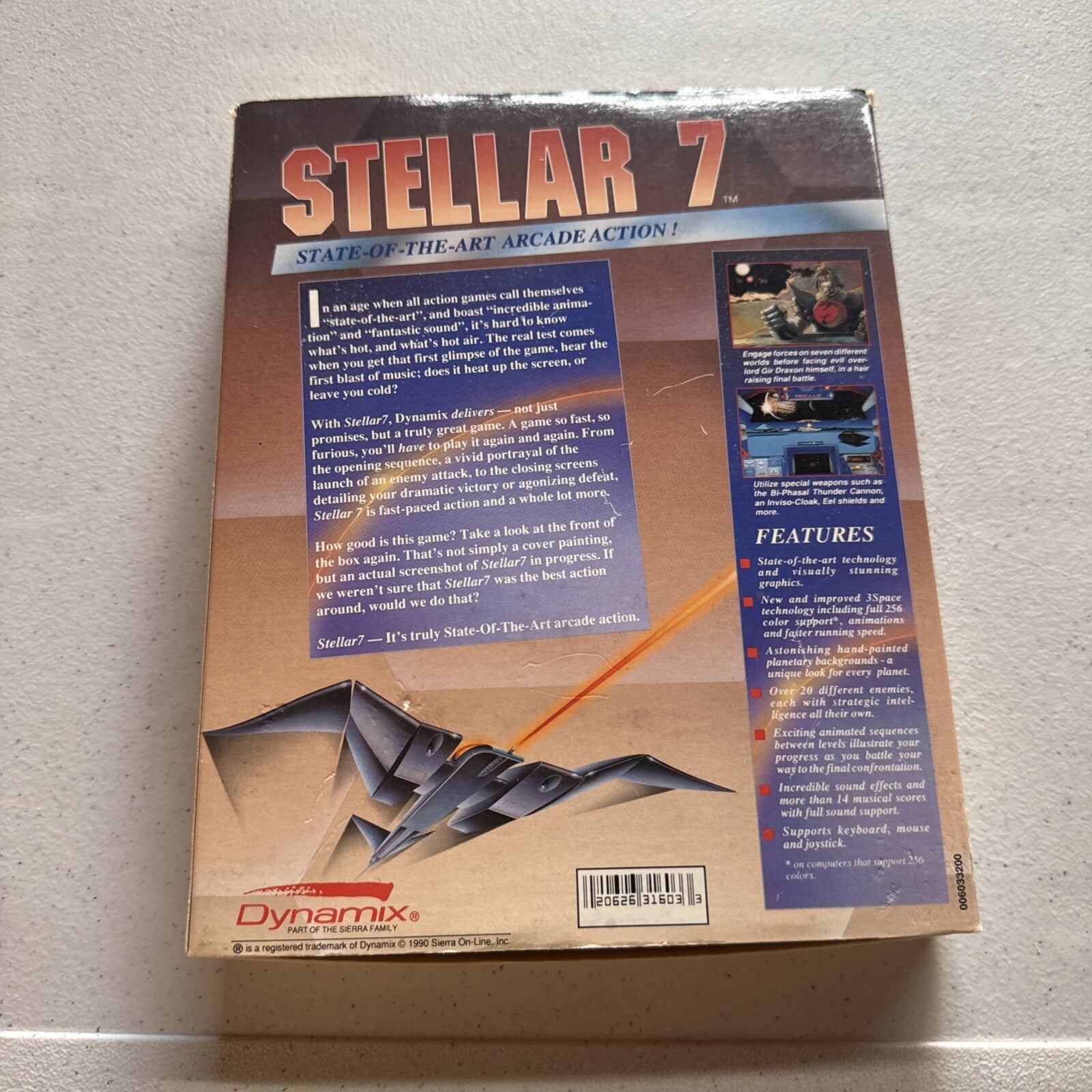 Stellar 7 Vintage 1990 IBM DOS Tandy Arcade Game Sierra Dynamix Big Box1