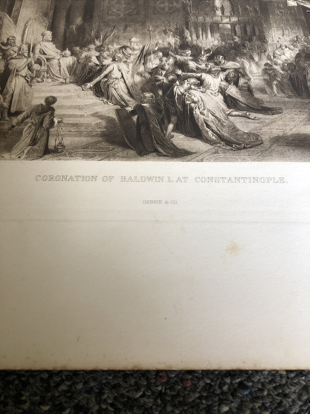 ETCHING - CORONATION OF BALDWIN I. Louis Gallait, Pinx.5