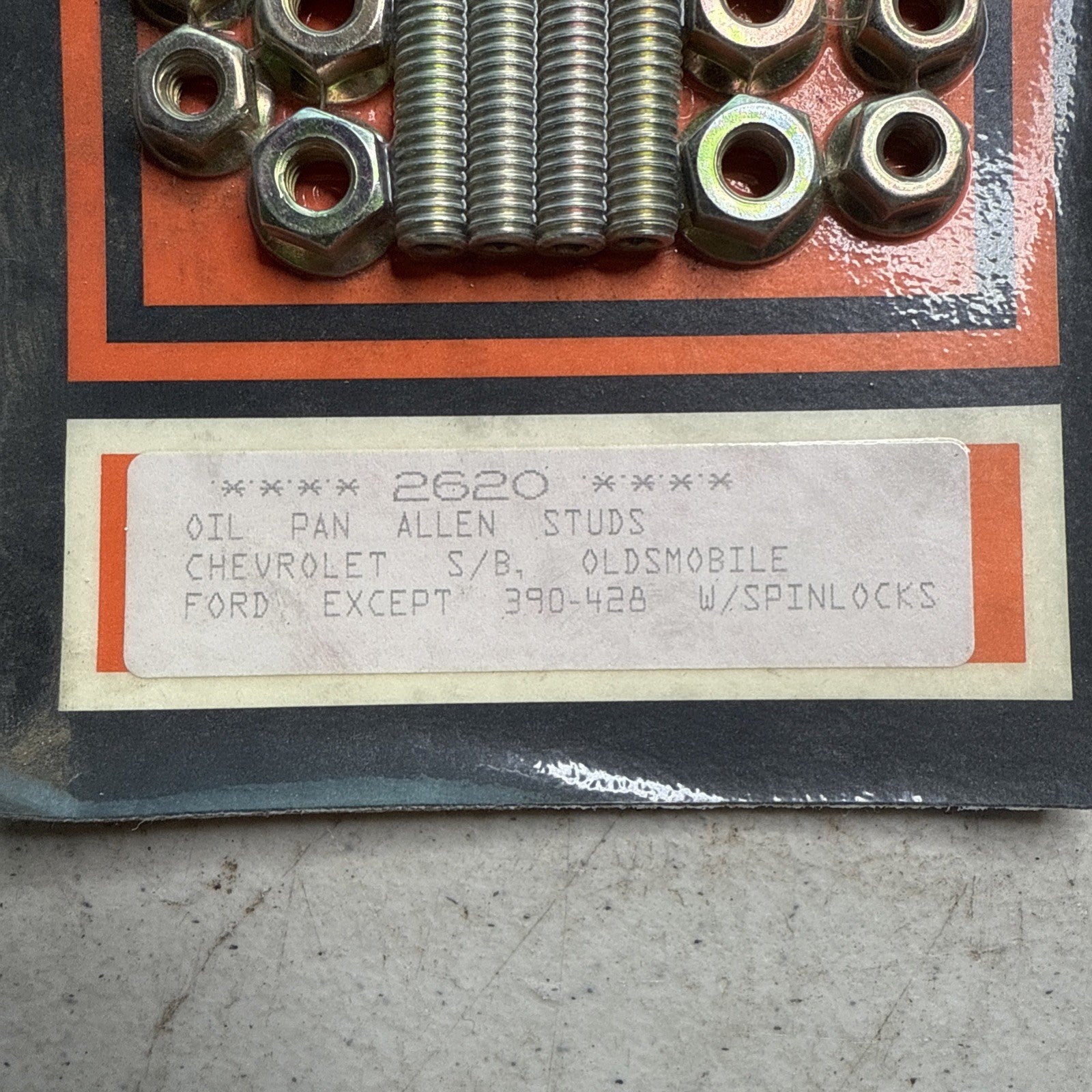 Specialty Fasteners 2620 Oil Pan Allen Studs Chevrolet S/B, Oldsmobile, Ford3