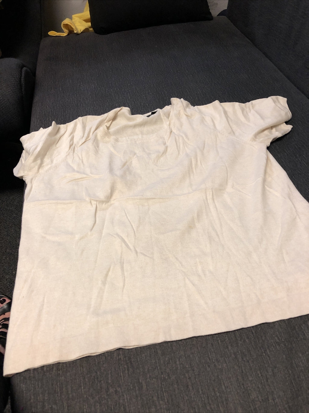 Talbots Cream Blouse Size 1L Petite Knit ShortSleeve Sweater Silk Cashmere Blend0