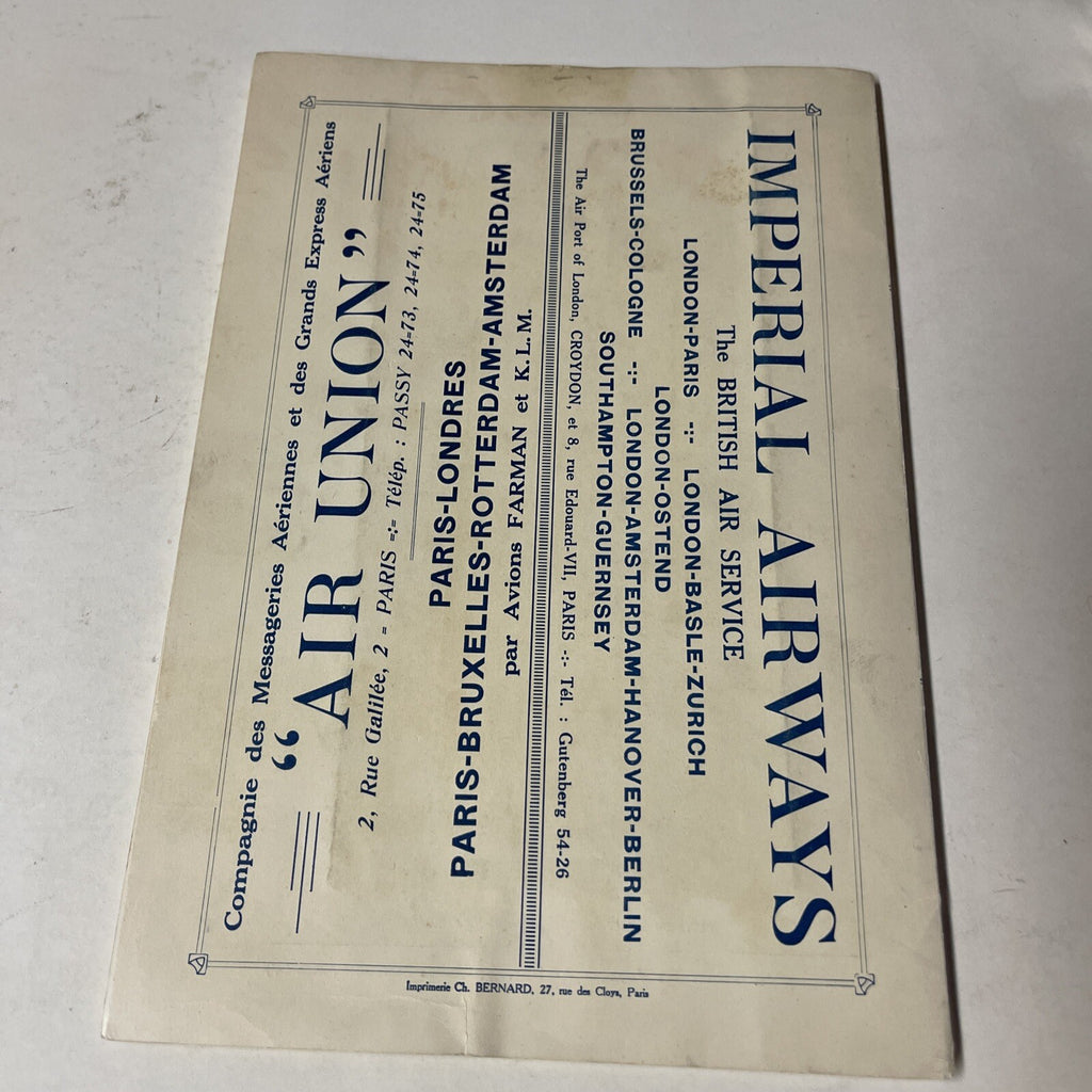 1924 Imperial Air Union AIRLINE TIMETABLE &  Aviation Guide Book In One Rare!!17