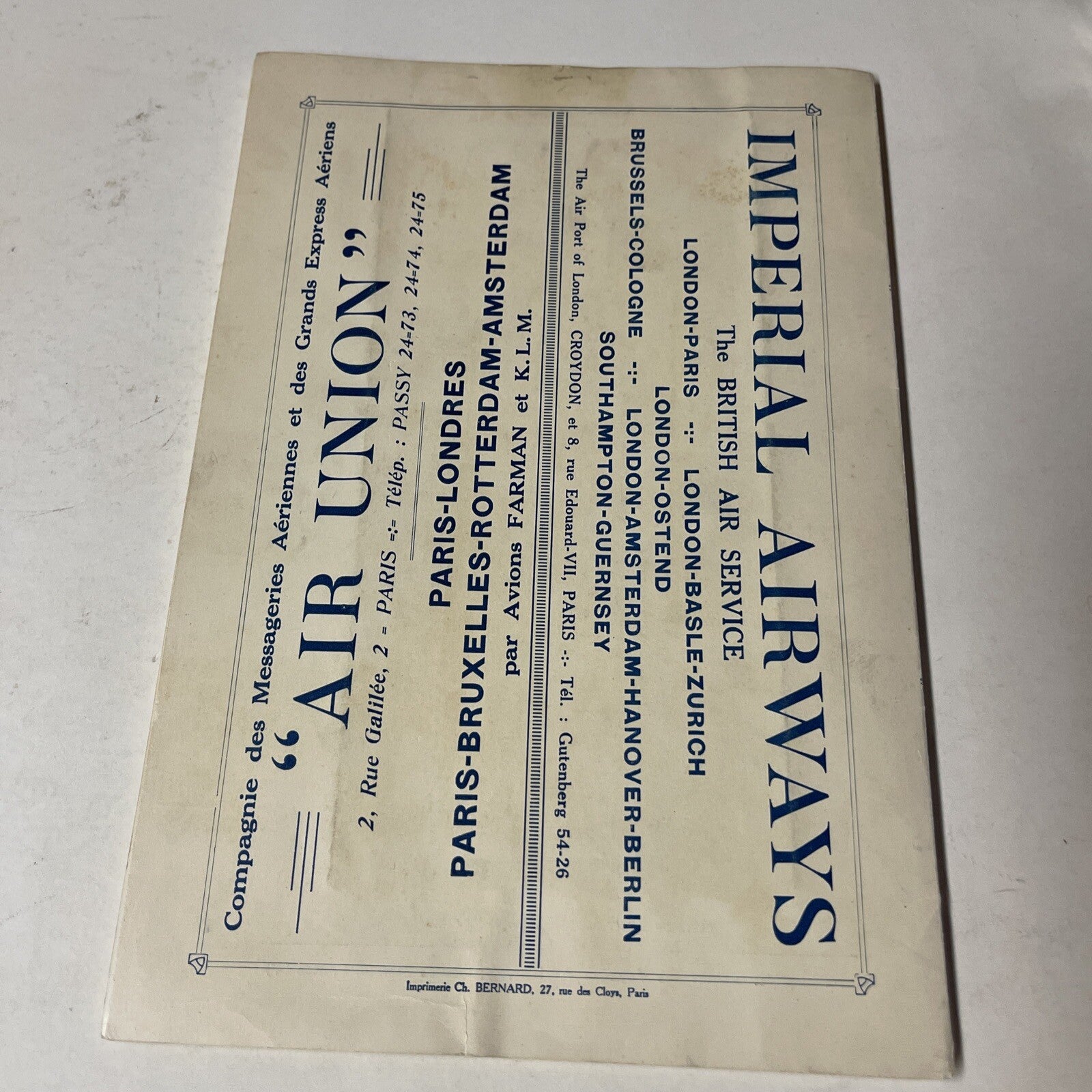 1924 Imperial Air Union AIRLINE TIMETABLE &  Aviation Guide Book In One Rare!!17