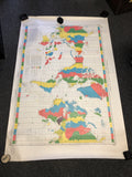 Vintage 1968 Standard Time Zone Chart Of The World Poster 54”x36”0
