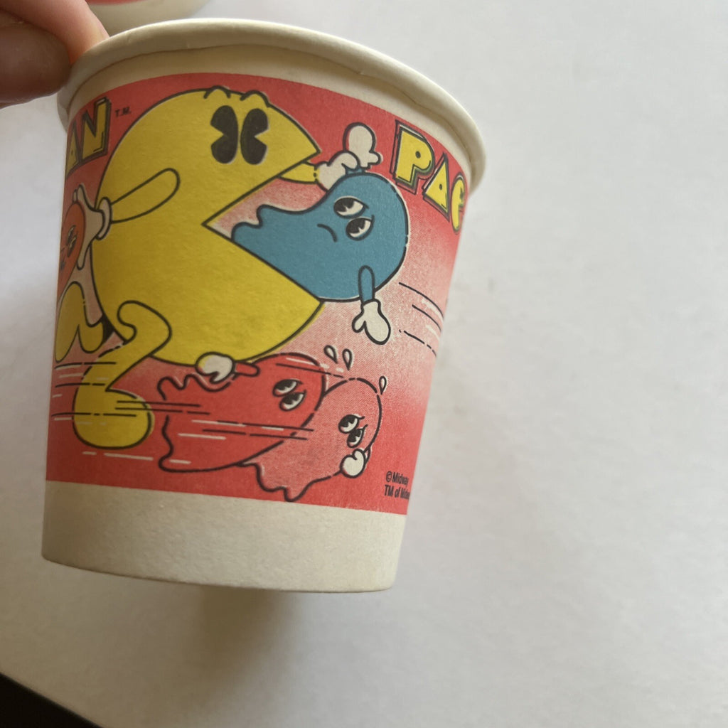 Two Vintage 1980’s Pac-Man Paper Cups , Pac-Man Memoribilia 1