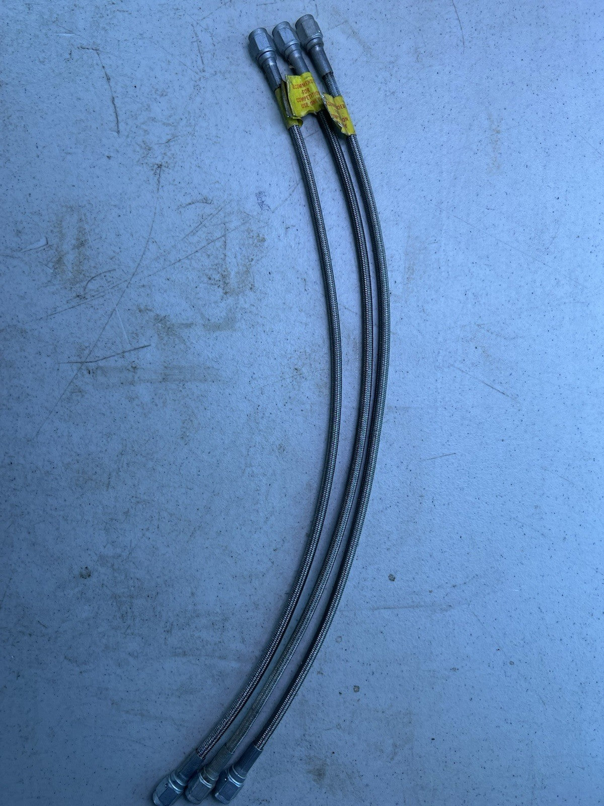 3 Vintage Stainless Steel Braided Hoses – Racing Lines – Competition Use 19”1