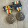 Lot of 2 WWI US Victory Medals - Aisne, St. Mihiel, France Clamps - Original0