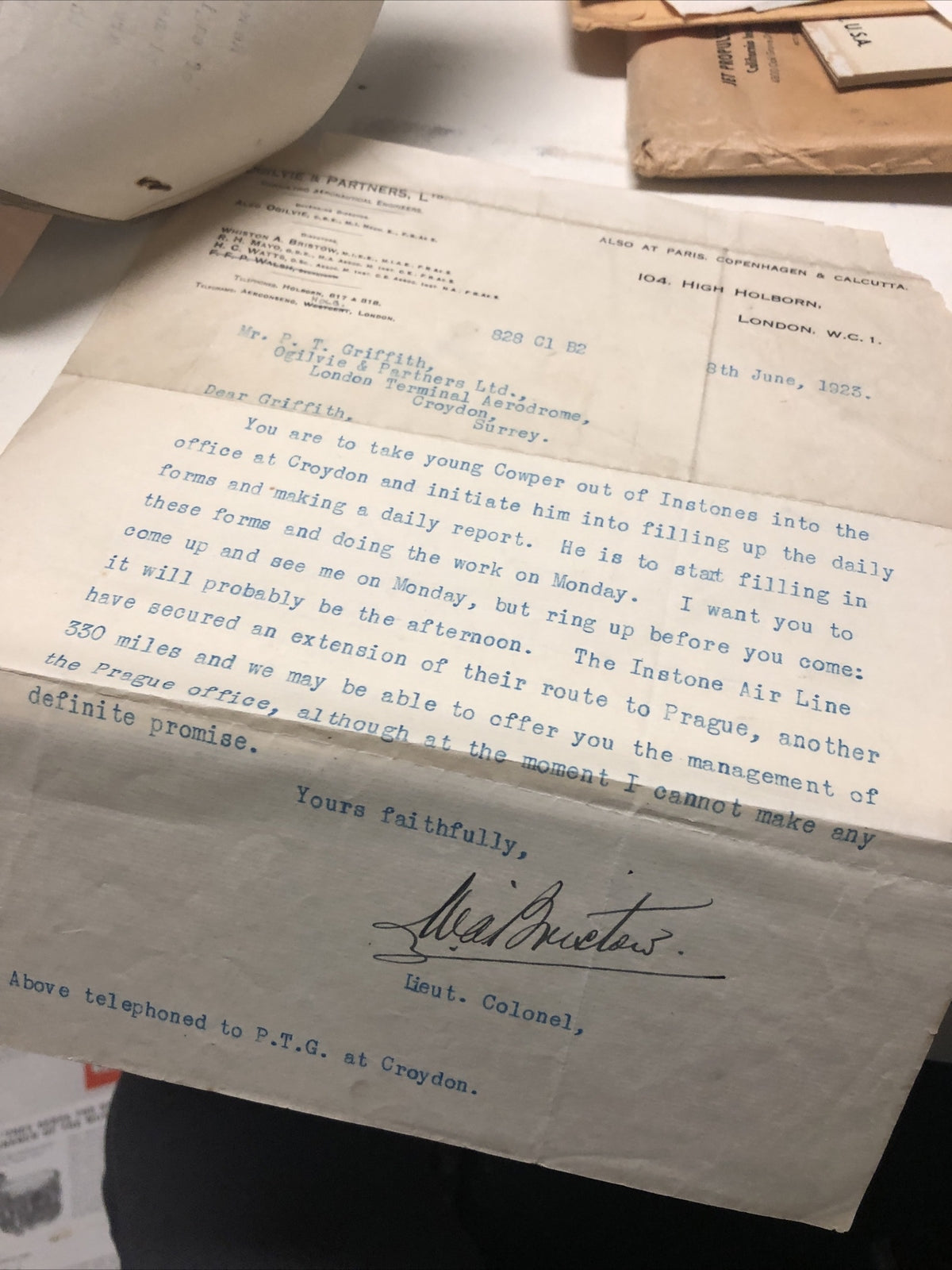 Noted On The de Havilland DH.34 1923 Papers Ogilvie & Partners L Vintage Paper4