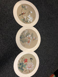 Vintage Lot Of 3 Chinese Silk Paintings Birds Floral 12”0