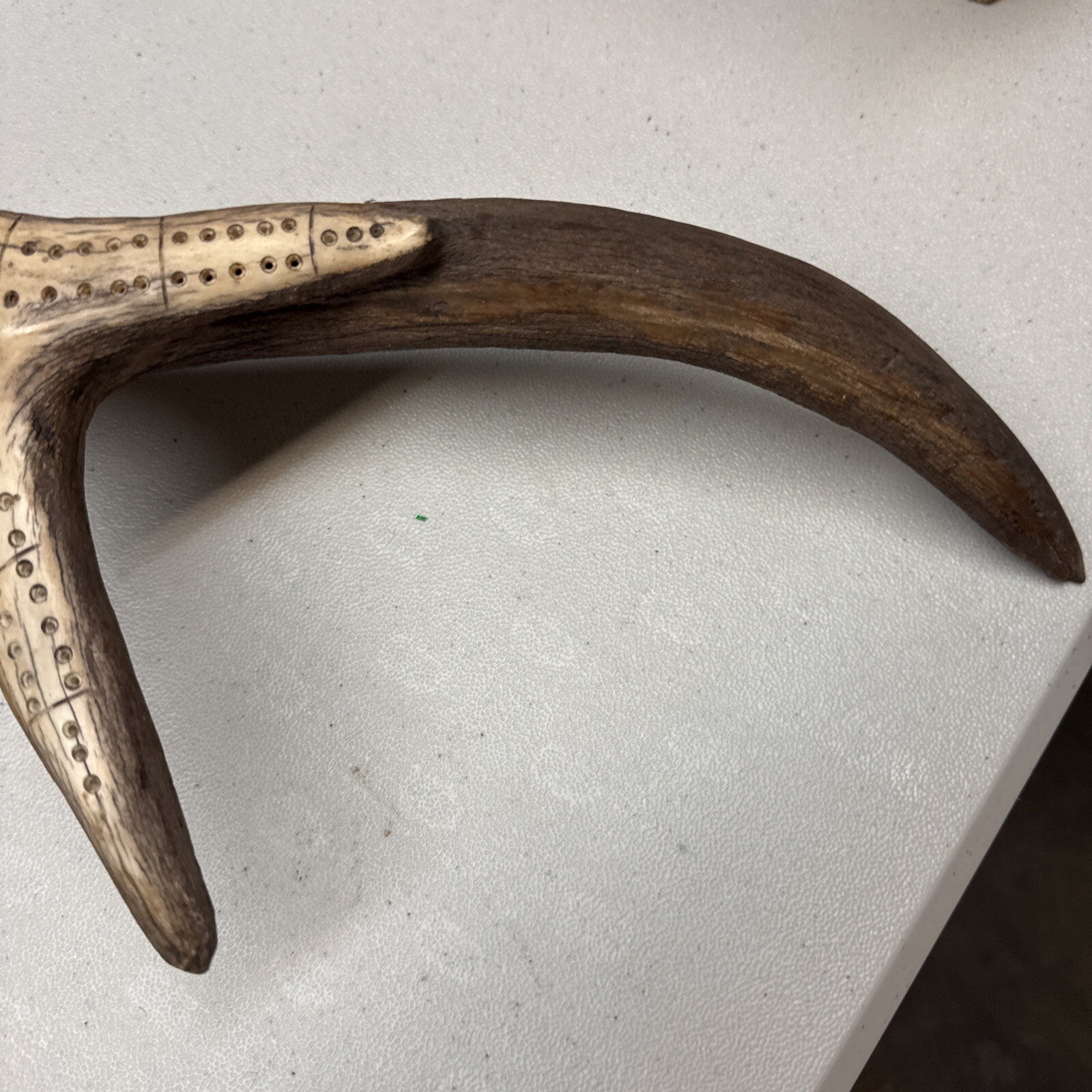 Unique and Rare Elk Antler Carved Cribbage Board Sculpture !!!  21”5