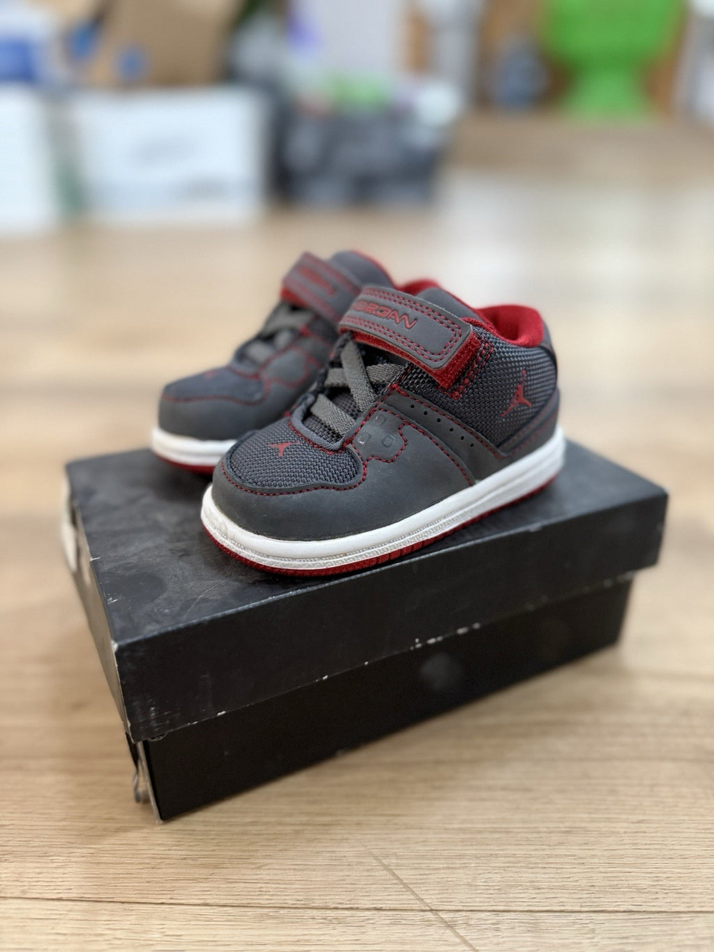 Nike Air Jordan Sneakers Toddler US Size 4C Grey Red 351028-0171