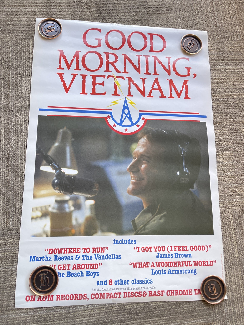 #164 1988 Robin Williams Good Morning Vietnam Record Store Promo Poster 24x36”8