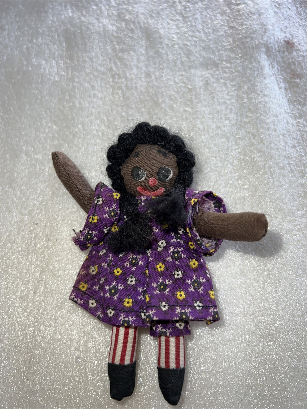 4” Cute Tiny Colombian Style? Art Cloth Doll Painted Face Hand Made0