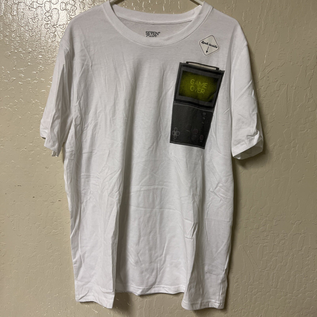 Game Over Video Game T Shirt With Game Pocket Seven Oaks SF Men’s XL T Shirt0