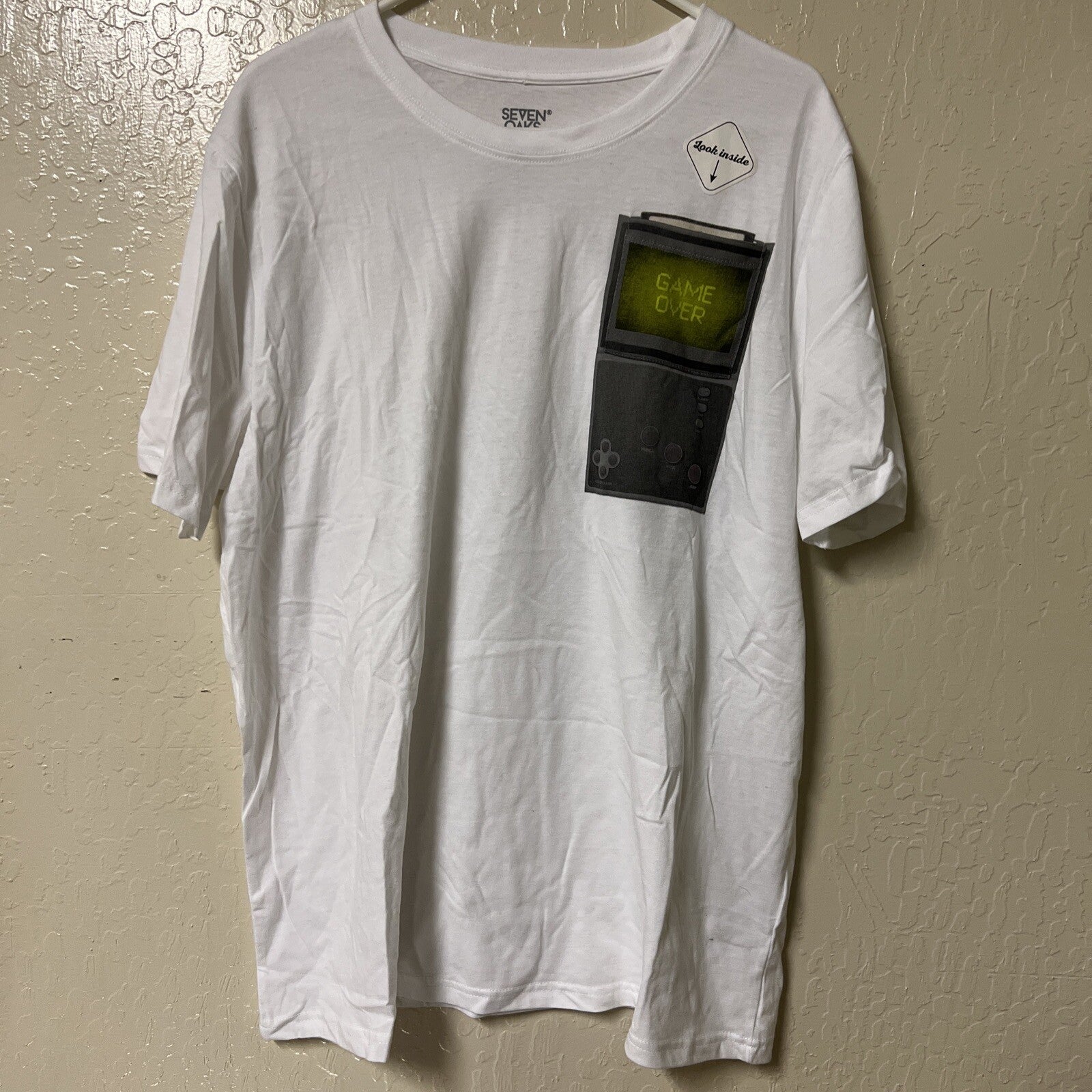 Game Over Video Game T Shirt With Game Pocket Seven Oaks SF Men’s XL T Shirt0