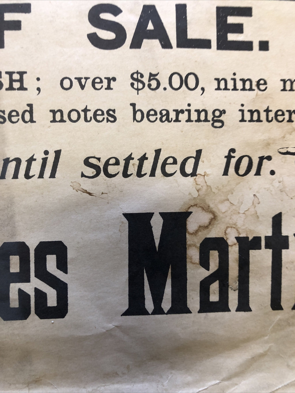 Vintage 1800s Rare Auction Notice poster signs-1 Horse 1 Cow Wagon James Martin6
