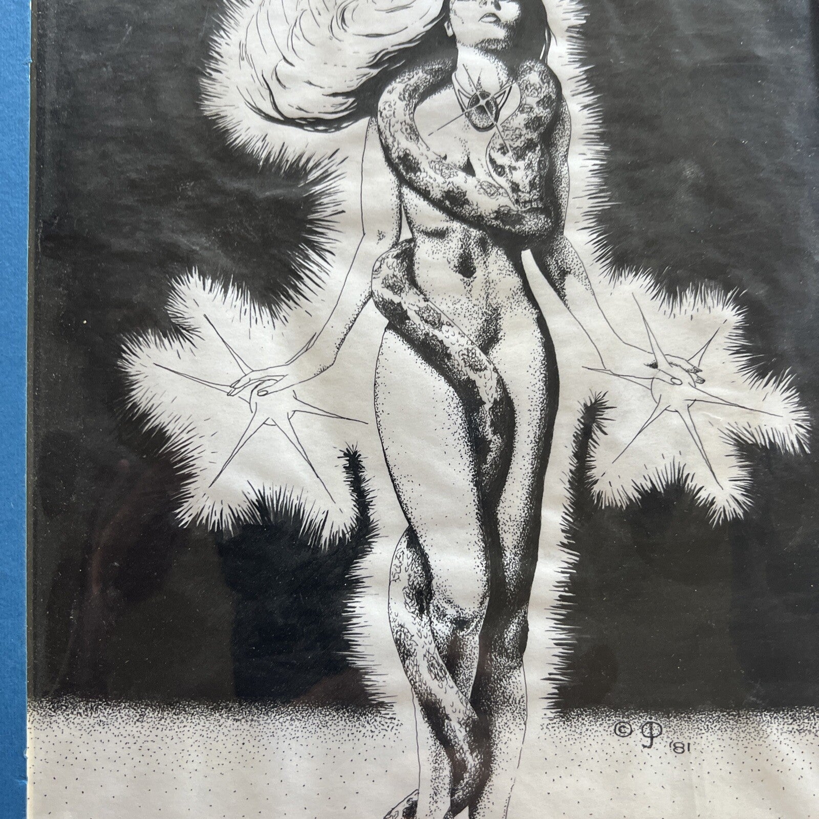 Original Sci Fi Illustration , Snake Charmer Woman , Comics Superhero Art 19811