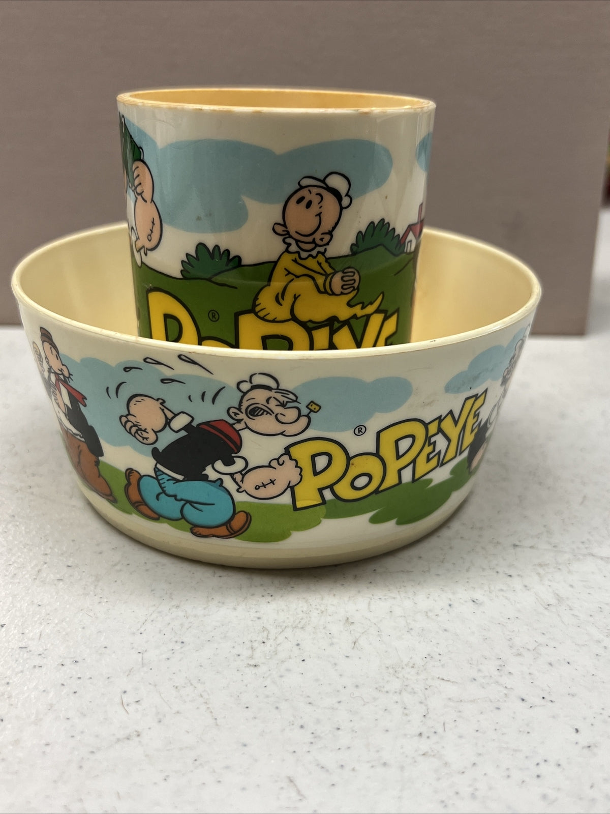 Vintage POPEYE the Sailor Plastic Cup OLIVE OYL S'WEA PEA WIMPY 19798