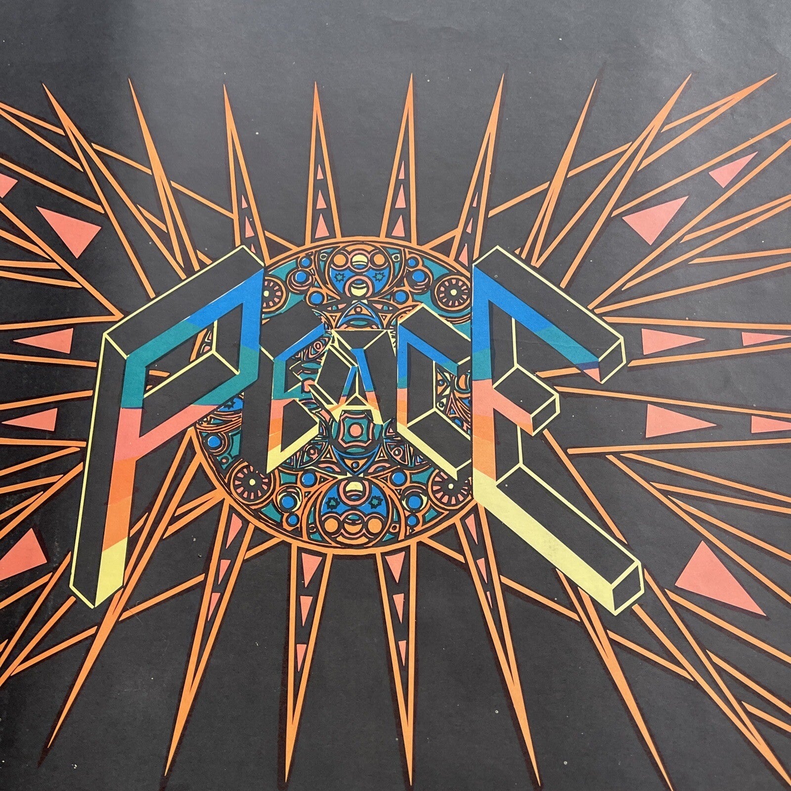 #198 1976 Vintage Peace Love Freedom Hippie Headshop Blacklight Poster 23” X 29”1