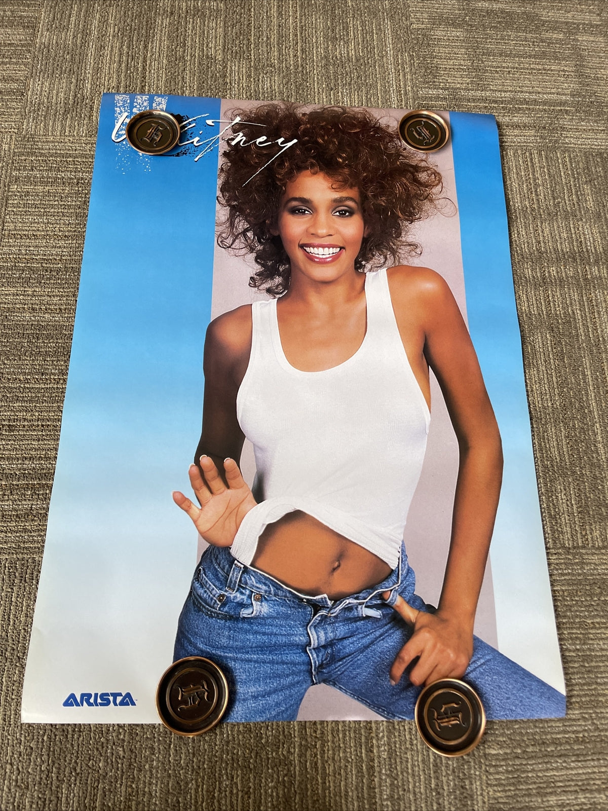 #149 1987 Whitney Houston Record Store Promo Poster 36” X 24”  Artista0