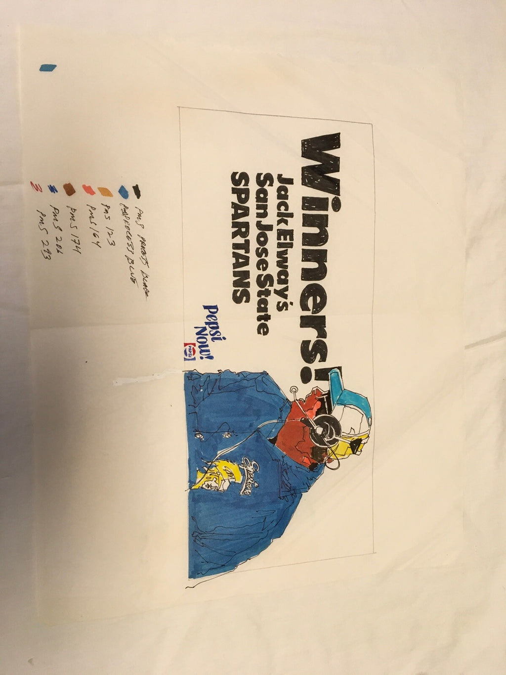 Lot 4: 1983 SAN JOSE STATE Spartin JACK ELWAY Art Portfolio Warren Lamm1