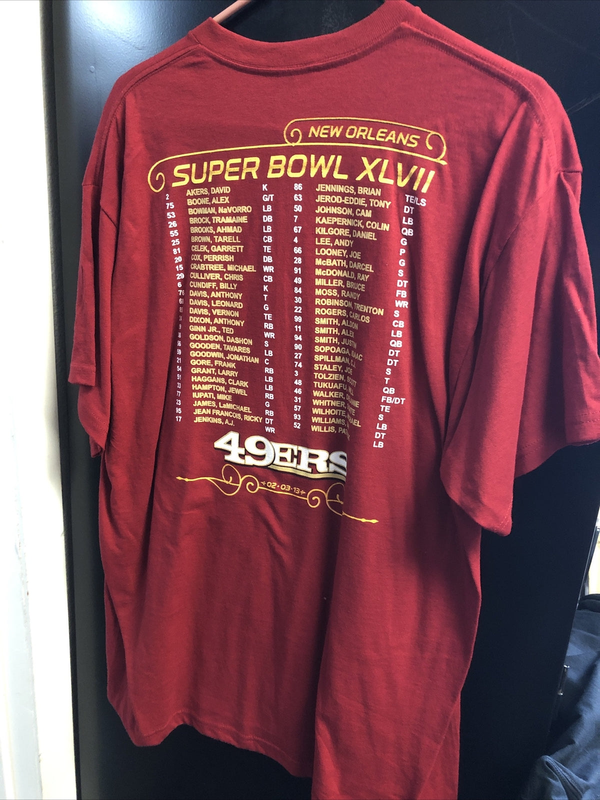 SAN FRANCISCO 49ers Nola Super Bowl XLVII Shirt Size XL3