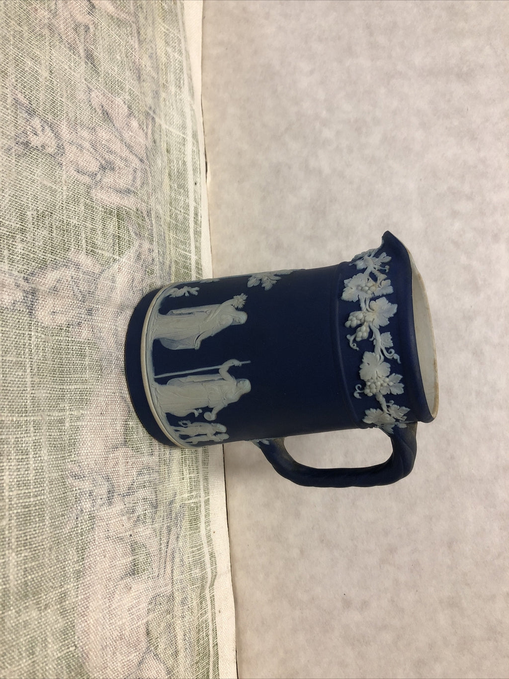Vintage Wedgwood Jasperware Dark Blue Creamer Pitcher 4.5”x3”0