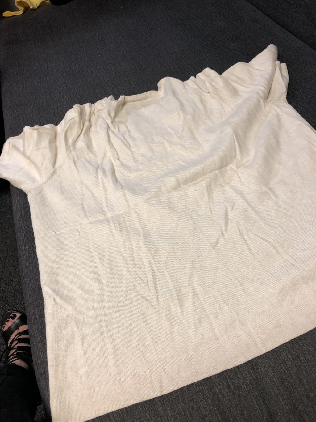 Talbots Cream Blouse Size 1L Petite Knit ShortSleeve Sweater Silk Cashmere Blend4