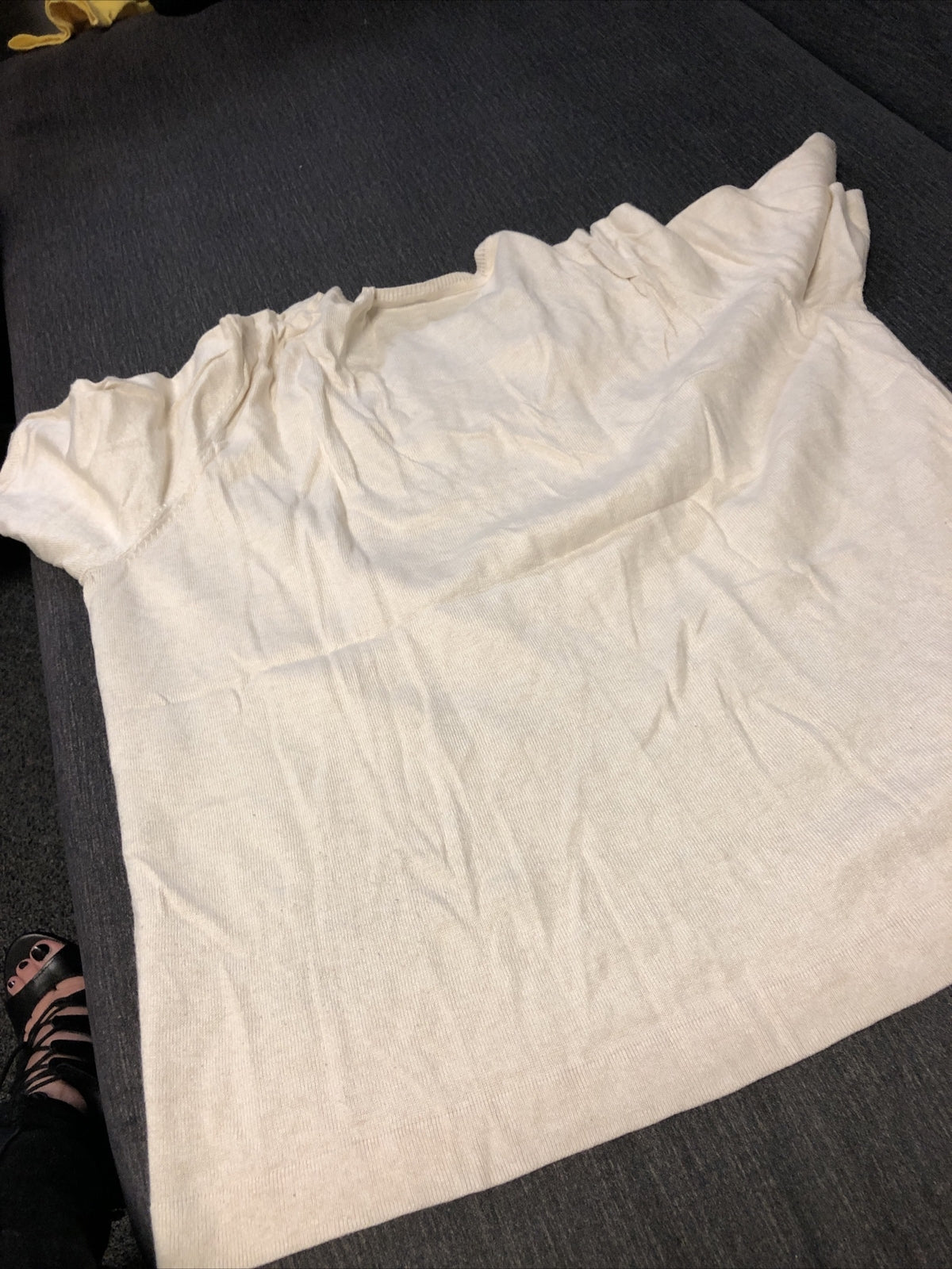 Talbots Cream Blouse Size 1L Petite Knit ShortSleeve Sweater Silk Cashmere Blend4