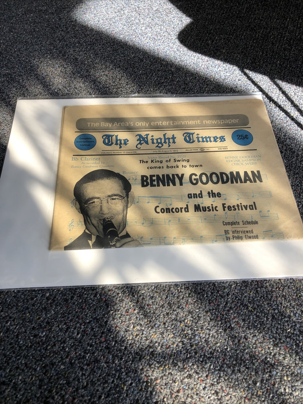 Vintage The Bay Areas Only Entertainment The Night Times Benny Goodman 19720
