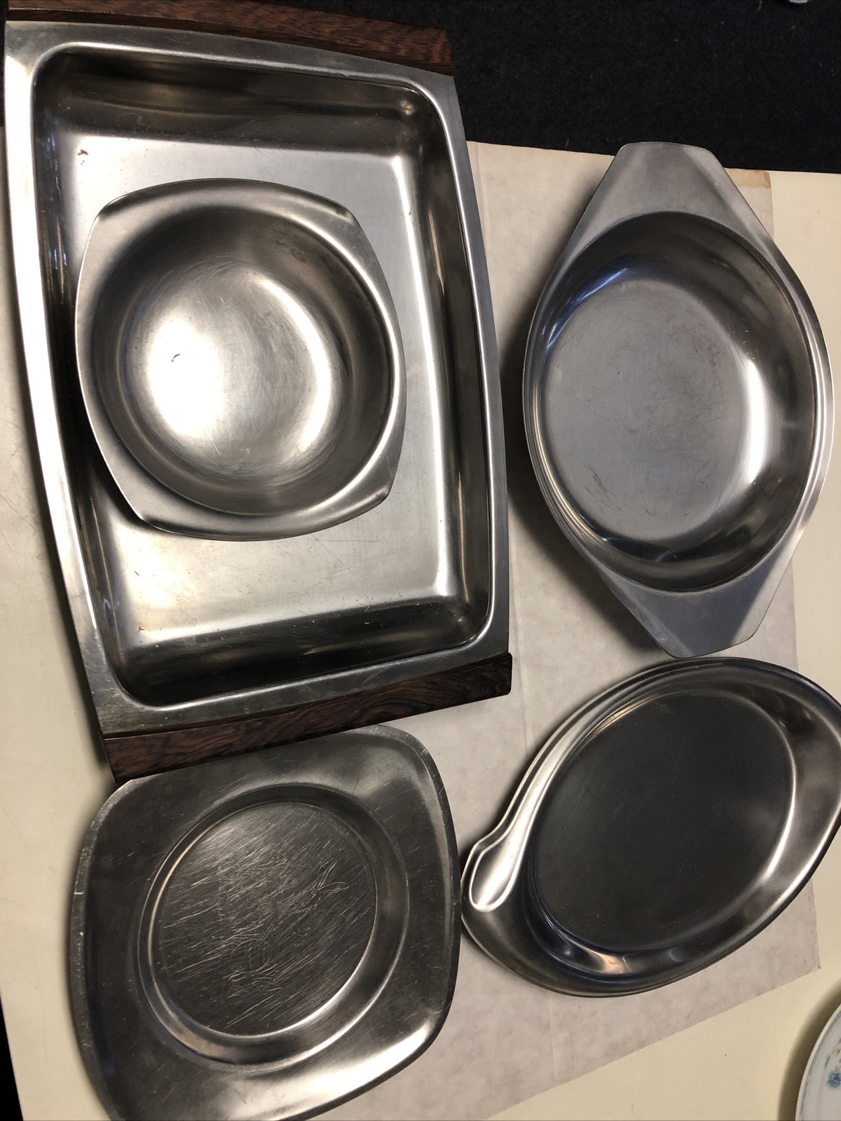 Lot Of 5 Stainless Steel Serving Trays Mixed Lot See Pictures For Measurements0