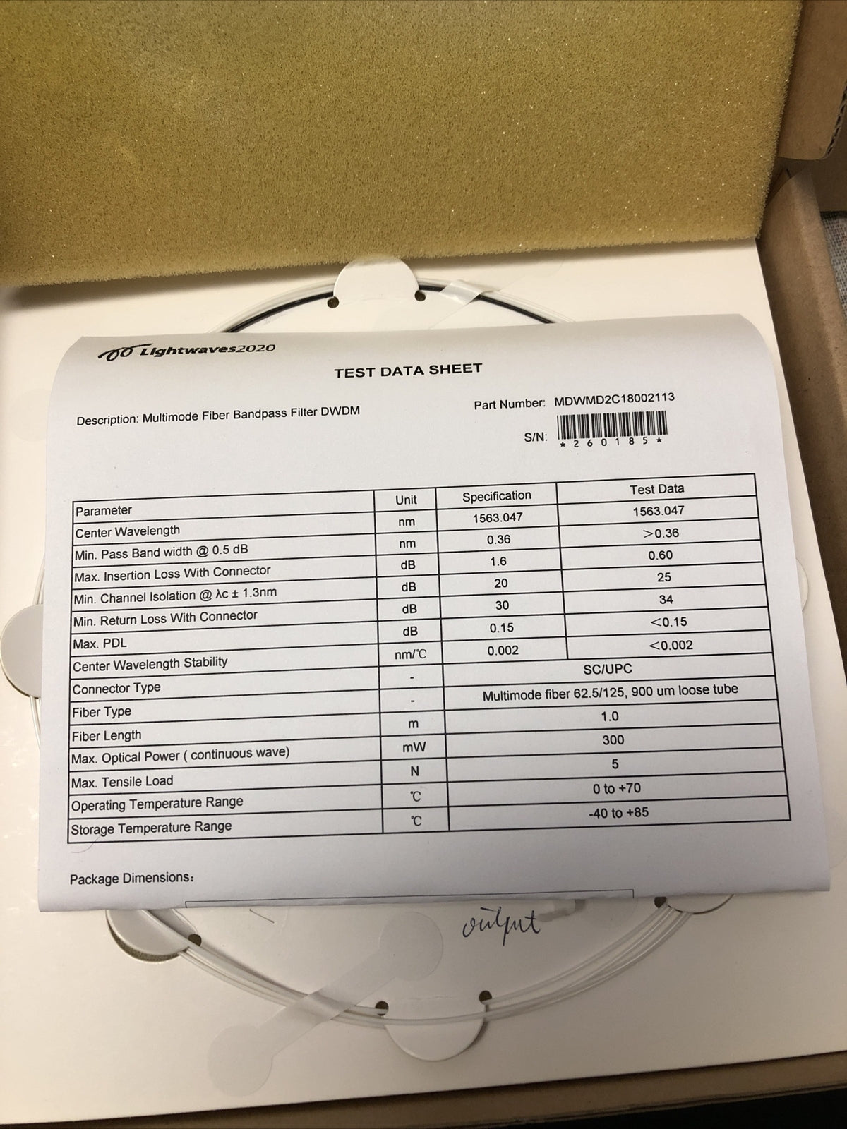 Lightwaves2020 Multimode Fiber Bandpass Filter DWDM 2 PCS 1563nm1