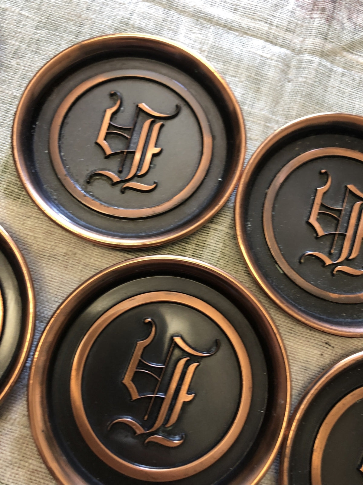 Vintage L.E. Mason Copper Coasters Lot Of 75