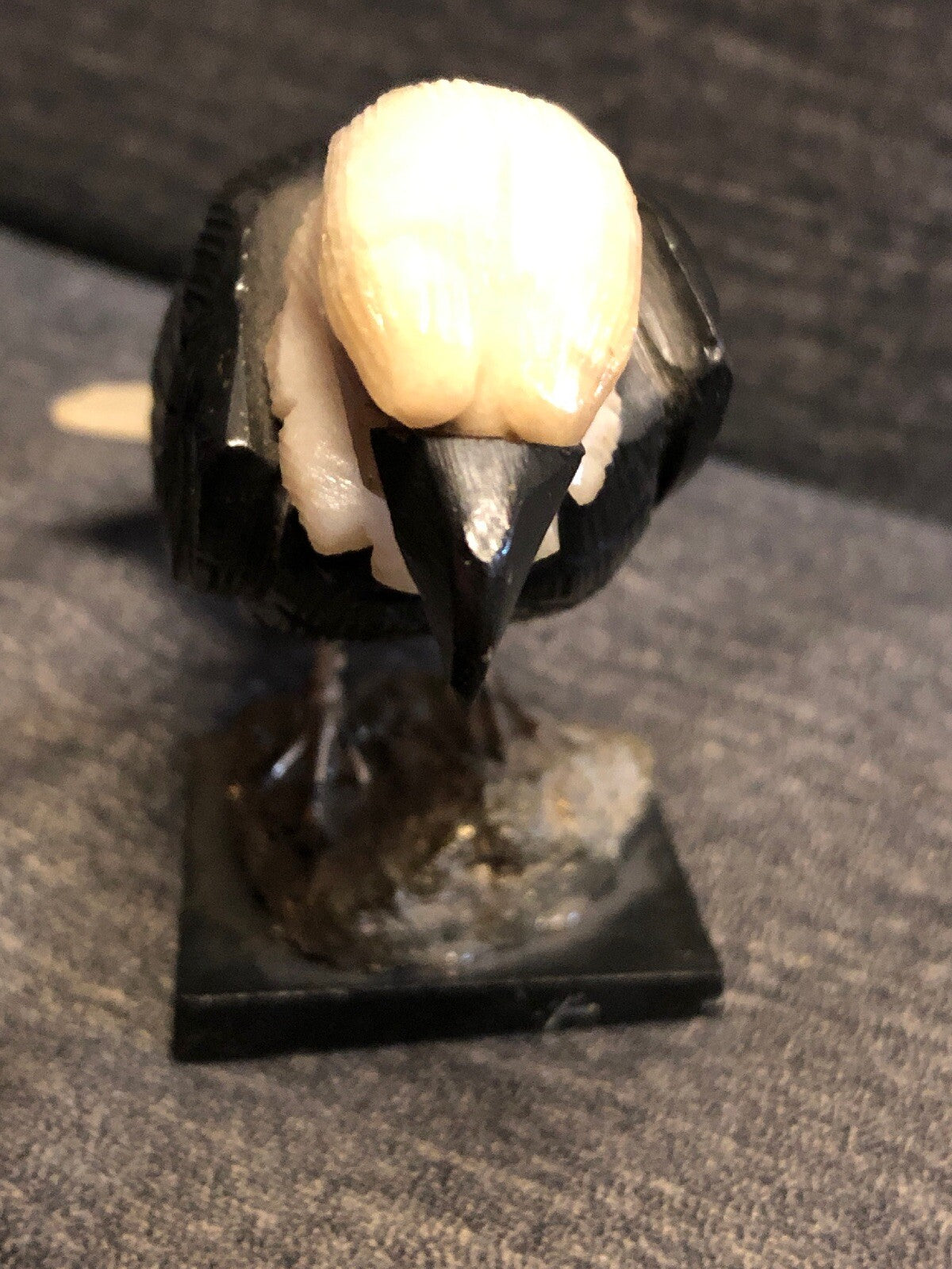 Black Onyx Snow Quartz Eagle Carved Bird Pyrite Crystal 3 1/2” Height, 4”W1
