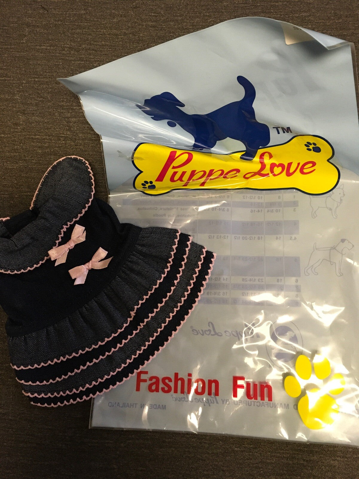 Puppe Love Girly Jean Dress With Pink Lining And Bow for Little dogs Size 00 New0