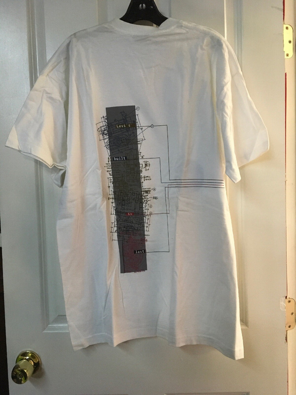 VTG NOS NWOT 80s 90s Levis’s Built To Last SilverTab White Graph Shirt L2