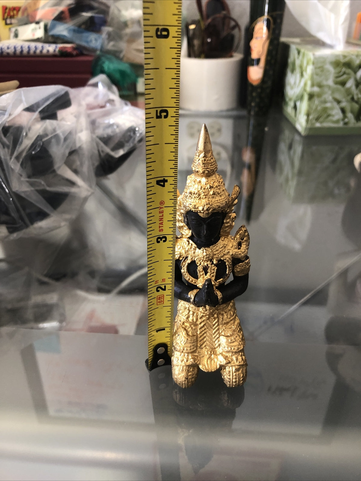 Buddhist Statue Figure Antique Namaste Thailand Thai God Figure About 5” Tall8