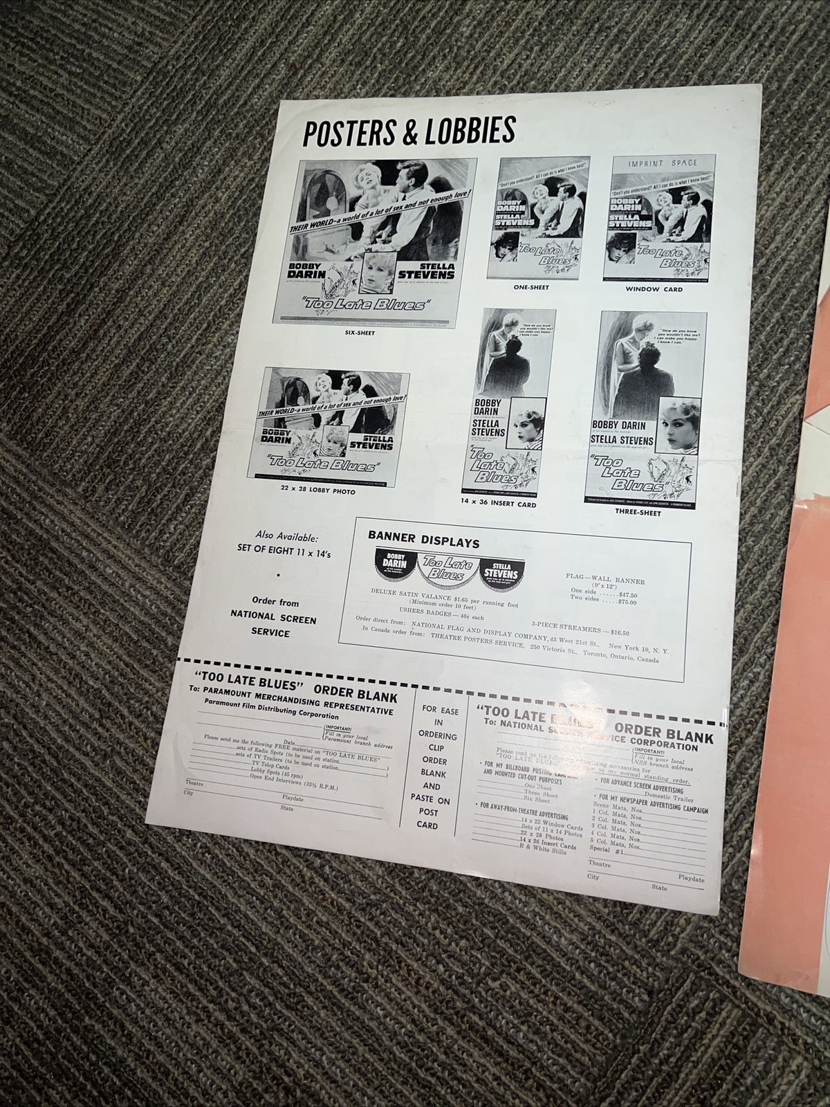 Too Late Blues , Casanova ‘70 , Vintage Film Merchandising Showmanship Manuals 28