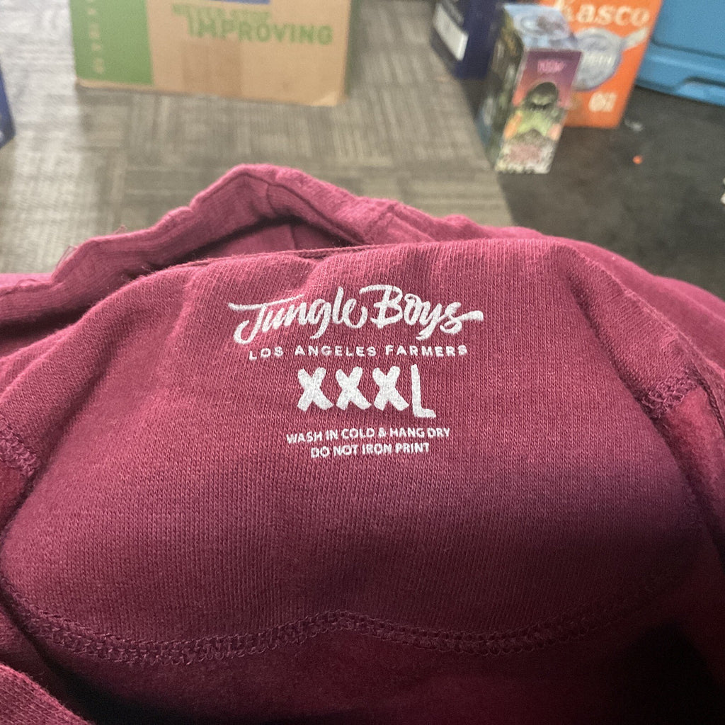 JUNGLE BOYS Los Angeles Farmers Casual Pullover Hoodie Size XXXL Red/Merlot1