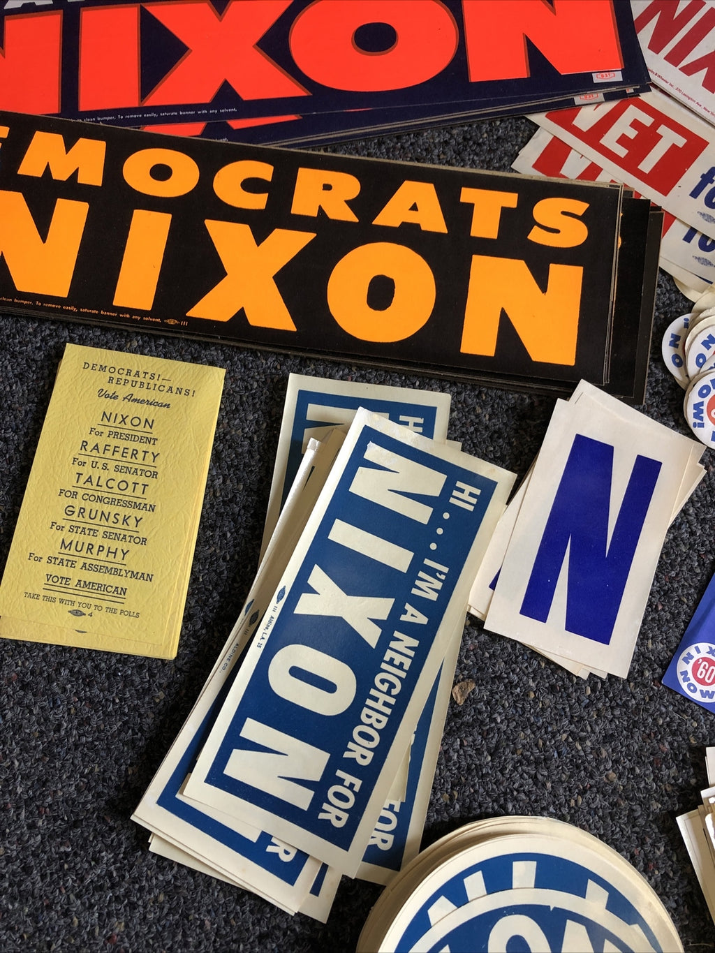 Richard Nixon for President Political Campaign Ephemera Stickers Newspaper Etc.3
