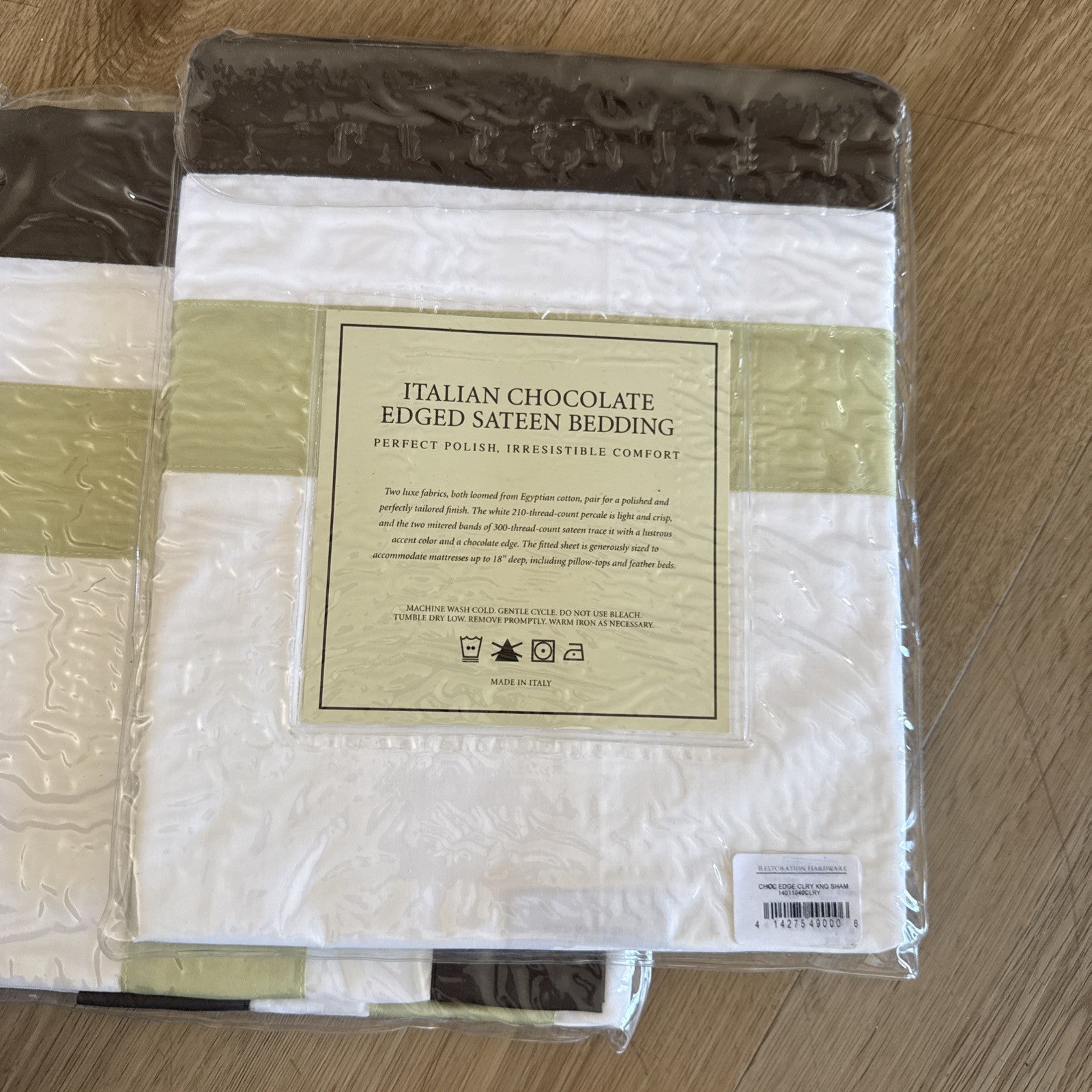 Restoration Hardware Italian Chocolate Edged Sateen - BOUDOIR Pillow Shams 20x342